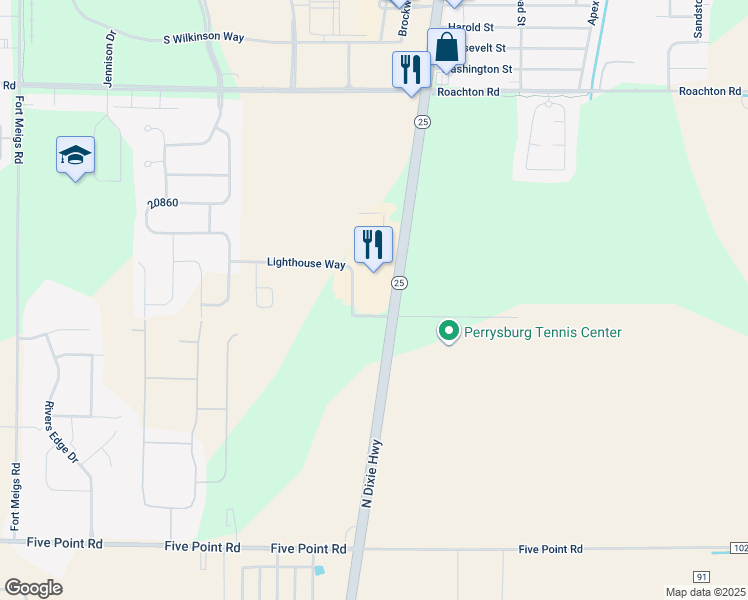 map of restaurants, bars, coffee shops, grocery stores, and more near 7001 Lighthouse Way in Perrysburg