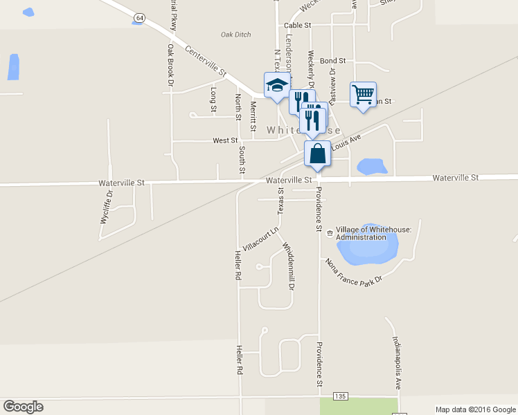 map of restaurants, bars, coffee shops, grocery stores, and more near 11031 Otsego St in Whitehouse