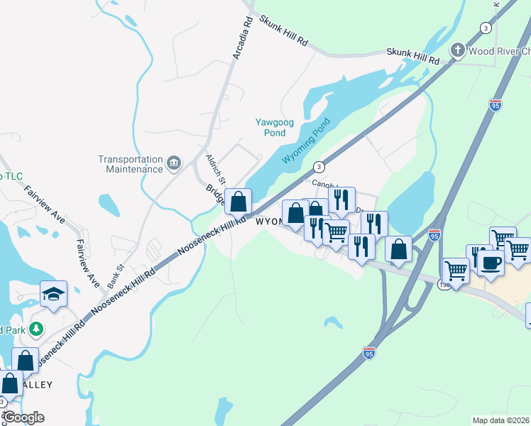 map of restaurants, bars, coffee shops, grocery stores, and more near 9 Nooseneck Hill Rd in Richmond