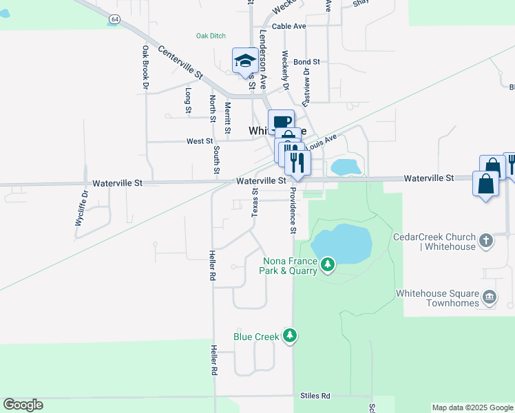 map of restaurants, bars, coffee shops, grocery stores, and more near 10953 Otsego St in Whitehouse