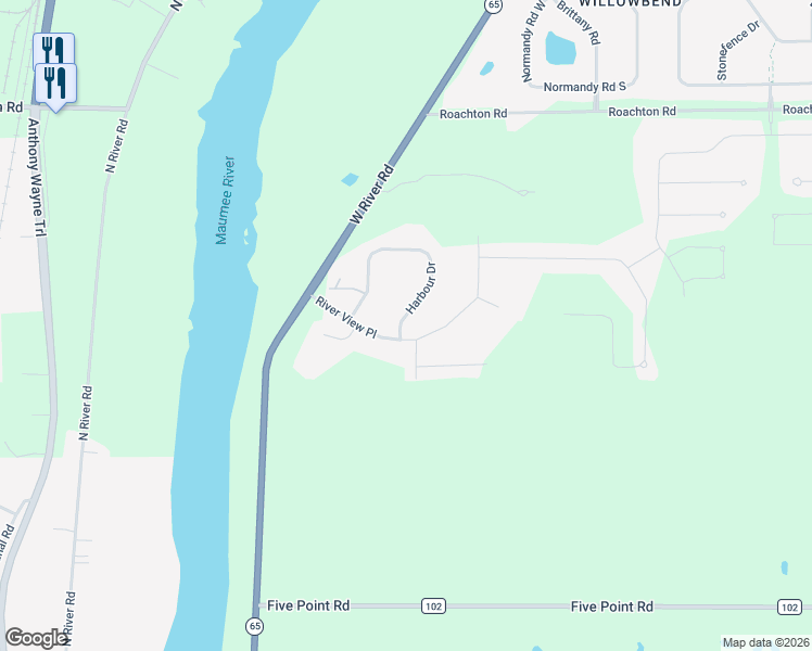 map of restaurants, bars, coffee shops, grocery stores, and more near 25220 Harbour Drive in Perrysburg