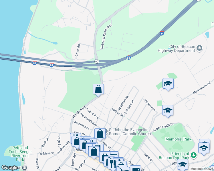map of restaurants, bars, coffee shops, grocery stores, and more near 108 North Avenue in Beacon