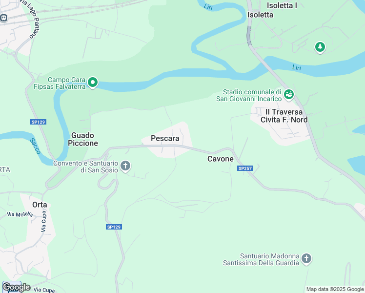 map of restaurants, bars, coffee shops, grocery stores, and more near Via Chiusa dei Ricci - SP73 in Frosinone