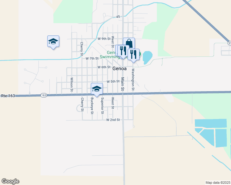 map of restaurants, bars, coffee shops, grocery stores, and more near 401 West St in Genoa
