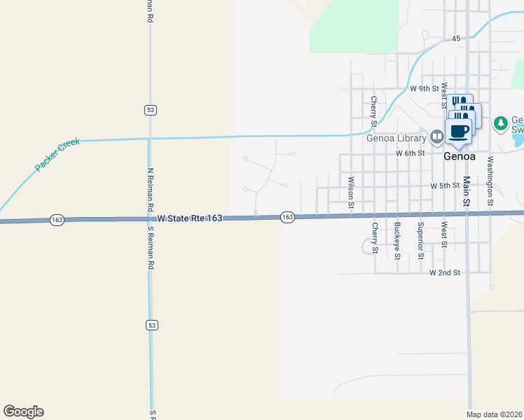 map of restaurants, bars, coffee shops, grocery stores, and more near 401 Castle Cove in Genoa