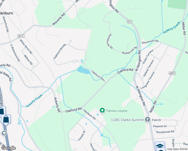 map of restaurants, bars, coffee shops, grocery stores, and more near 11 Oakford Glen in Clarks Summit