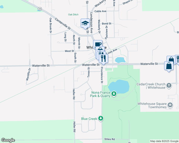 map of restaurants, bars, coffee shops, grocery stores, and more near 10953 Otsego St in Whitehouse
