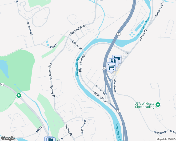 map of restaurants, bars, coffee shops, grocery stores, and more near 15 Winthrop Avenue in Waterbury