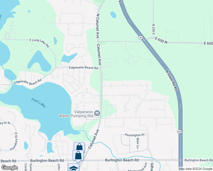 map of restaurants, bars, coffee shops, grocery stores, and more near 2203 Thomas Road in Valparaiso