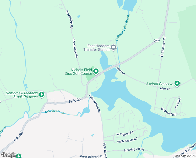 map of restaurants, bars, coffee shops, grocery stores, and more near 166 Falls Road in East Haddam