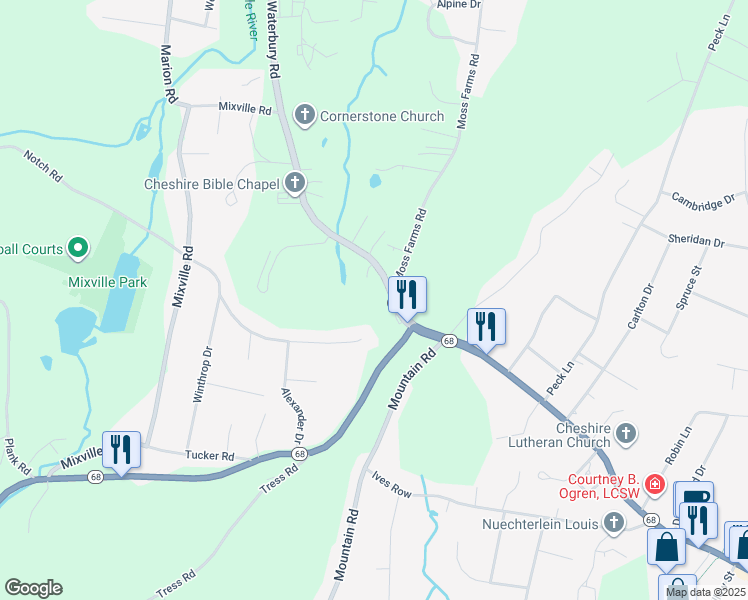 map of restaurants, bars, coffee shops, grocery stores, and more near 950 Notch Road in Cheshire