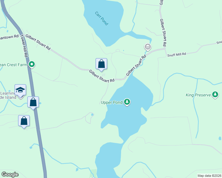 map of restaurants, bars, coffee shops, grocery stores, and more near 1026 Gilbert Stuart Road in North Kingstown