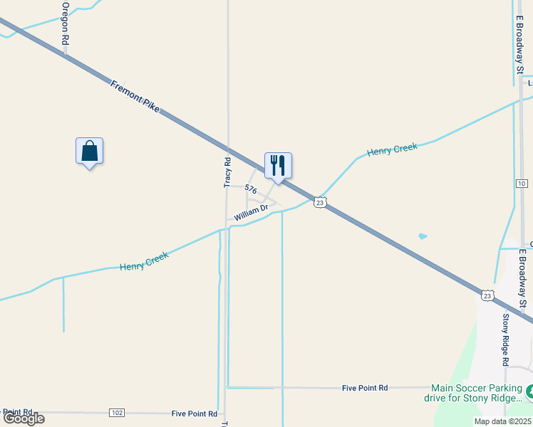 map of restaurants, bars, coffee shops, grocery stores, and more near 6891 William Drive in Perrysburg