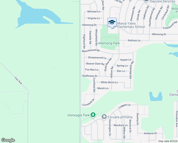 map of restaurants, bars, coffee shops, grocery stores, and more near 6328 Sunflower Drive in Matteson