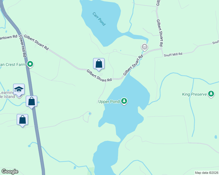 map of restaurants, bars, coffee shops, grocery stores, and more near 1026 Gilbert Stuart Road in North Kingstown