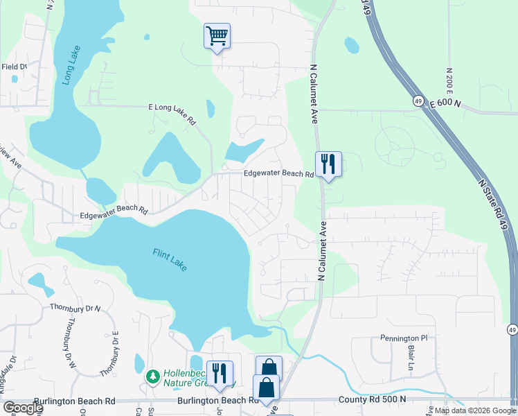 map of restaurants, bars, coffee shops, grocery stores, and more near 1807 Waiola Road in Valparaiso