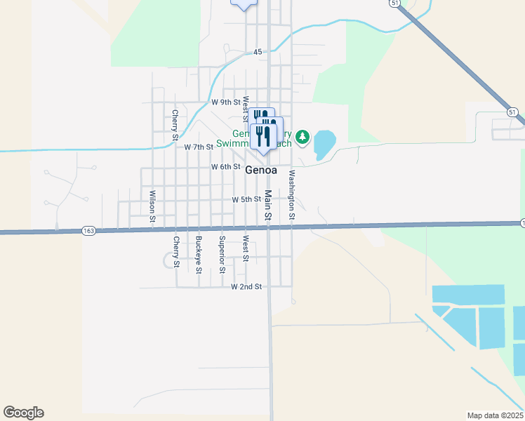 map of restaurants, bars, coffee shops, grocery stores, and more near 401 West Street in Genoa