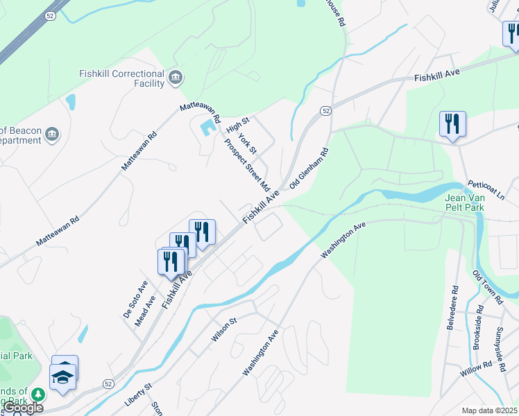map of restaurants, bars, coffee shops, grocery stores, and more near 531 New York 52 in Beacon