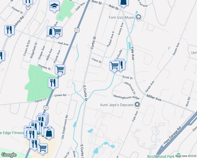 map of restaurants, bars, coffee shops, grocery stores, and more near 64 Victoria Drive in Meriden