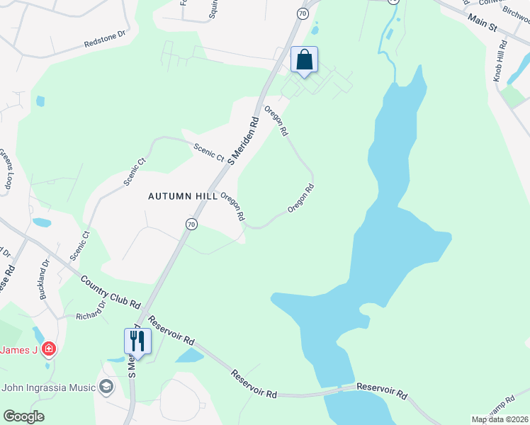 map of restaurants, bars, coffee shops, grocery stores, and more near 315 Oregon Road in Cheshire