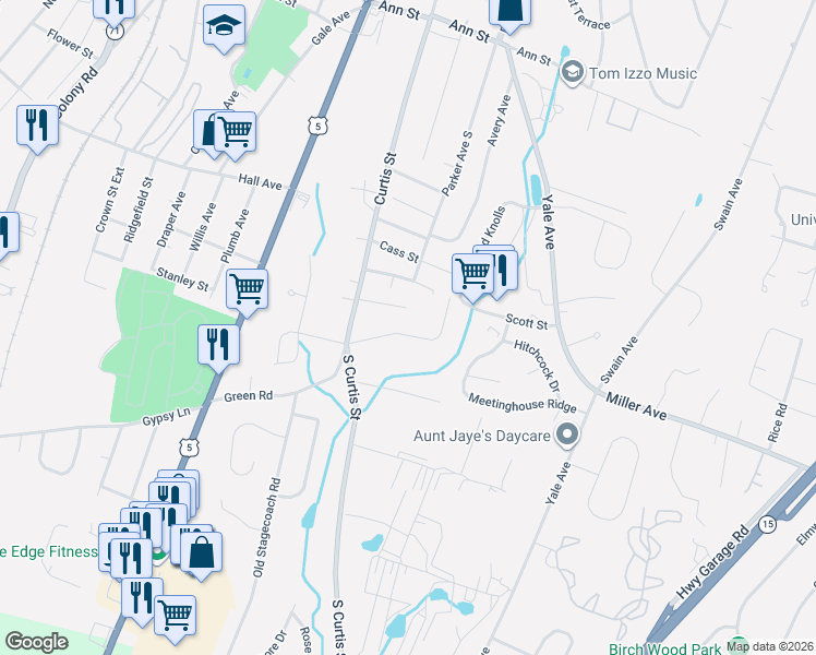 map of restaurants, bars, coffee shops, grocery stores, and more near 64 Victoria Drive in Meriden