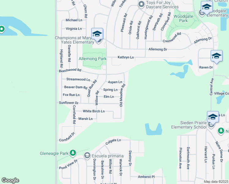 map of restaurants, bars, coffee shops, grocery stores, and more near 6060 Spring Lane in Matteson