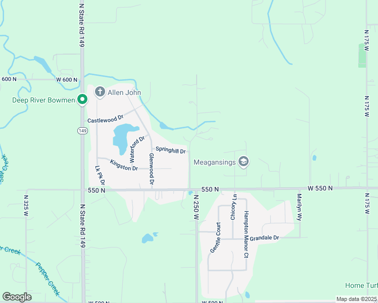 map of restaurants, bars, coffee shops, grocery stores, and more near 201 Springhill Drive in Valparaiso