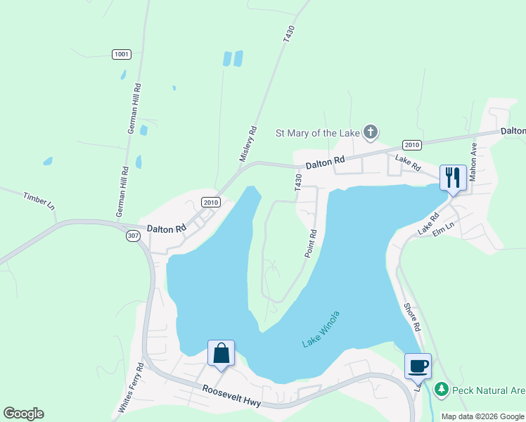 map of restaurants, bars, coffee shops, grocery stores, and more near 491-494 Point Road in Factoryville