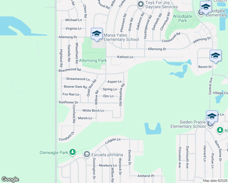 map of restaurants, bars, coffee shops, grocery stores, and more near 6037 Spring Lane in Matteson