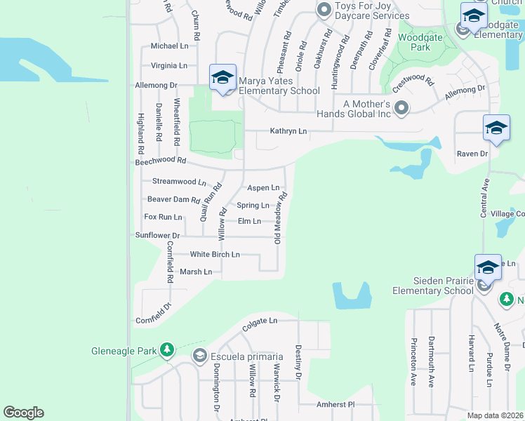 map of restaurants, bars, coffee shops, grocery stores, and more near 6037 Spring Lane in Matteson