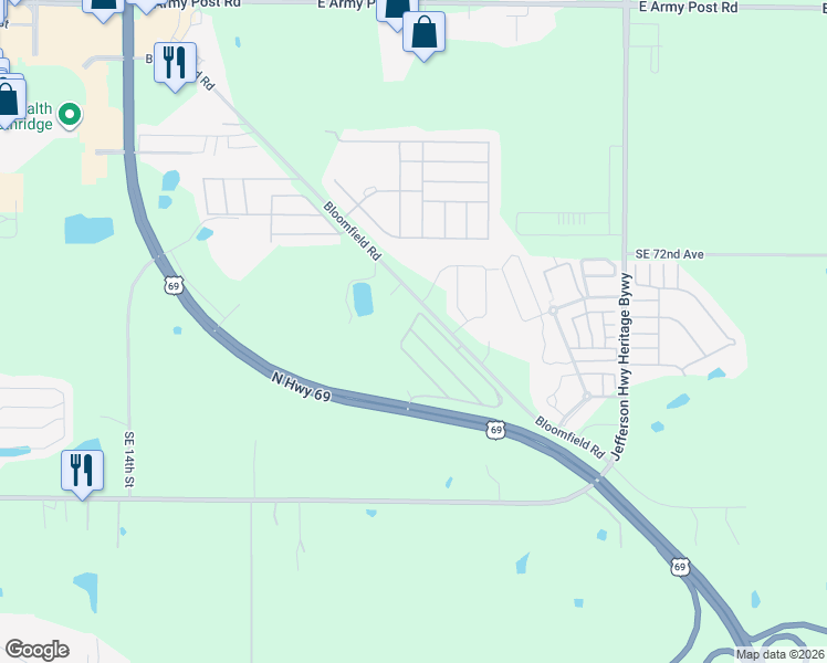 map of restaurants, bars, coffee shops, grocery stores, and more near 7360 Southeast 19th Street in Des Moines