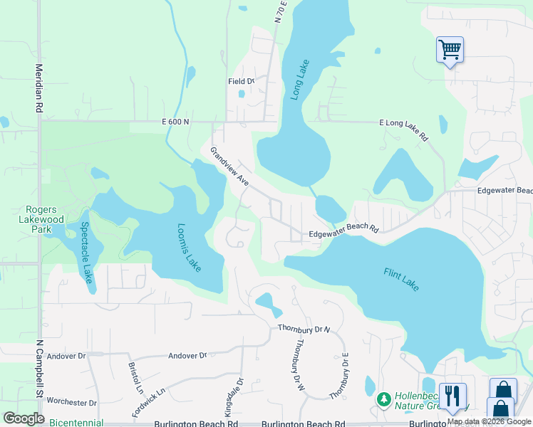 map of restaurants, bars, coffee shops, grocery stores, and more near 714 Grand View Avenue in Valparaiso