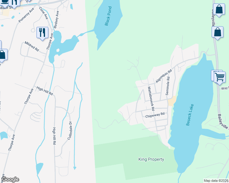 map of restaurants, bars, coffee shops, grocery stores, and more near 28 Levesque Road in Middlefield
