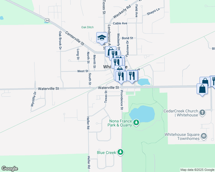 map of restaurants, bars, coffee shops, grocery stores, and more near 10915-10949 St Louis Ave in Whitehouse