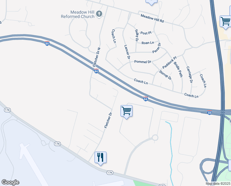 map of restaurants, bars, coffee shops, grocery stores, and more near 52 Fletcher Drive in Newburgh