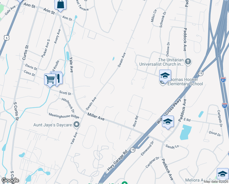 map of restaurants, bars, coffee shops, grocery stores, and more near 52 Kyle Court in Meriden
