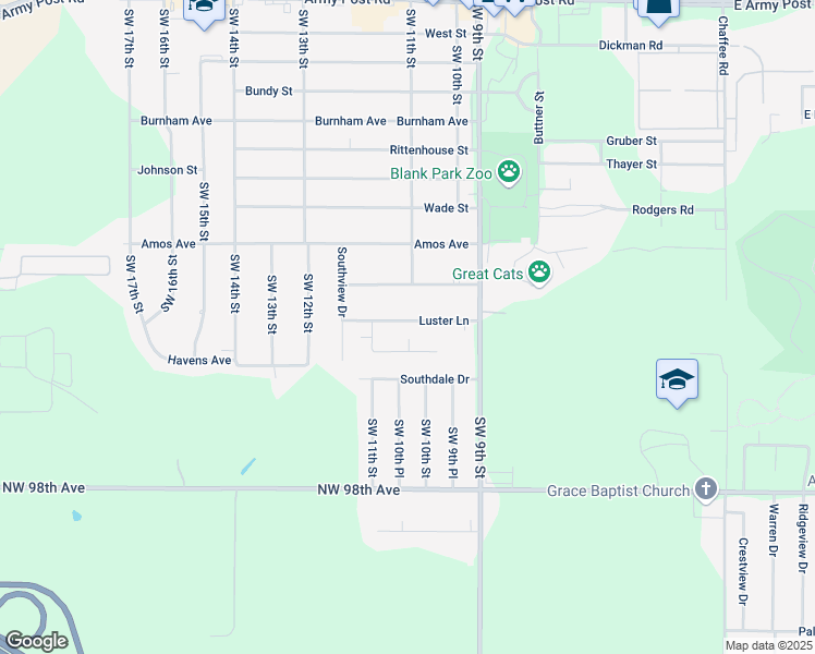 map of restaurants, bars, coffee shops, grocery stores, and more near 1014 Luster Lane in Des Moines