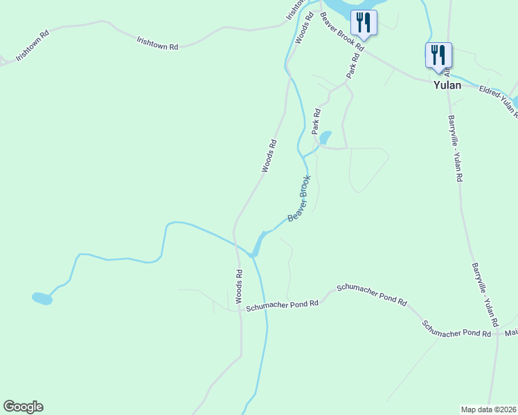 map of restaurants, bars, coffee shops, grocery stores, and more near 33 Woods Road in Barryville