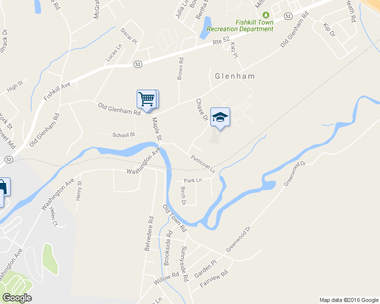 map of restaurants, bars, coffee shops, grocery stores, and more near 12 Petticoat Lane in Beacon