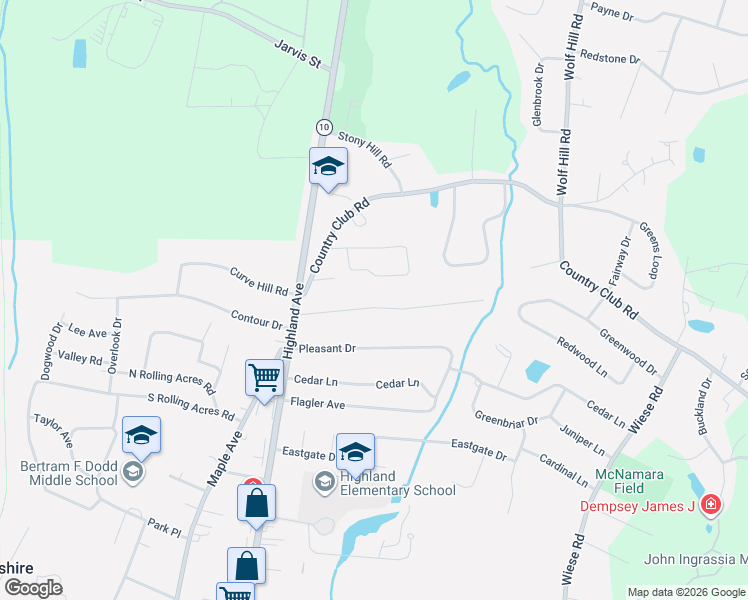 map of restaurants, bars, coffee shops, grocery stores, and more near 70 Brook Lane in Cheshire