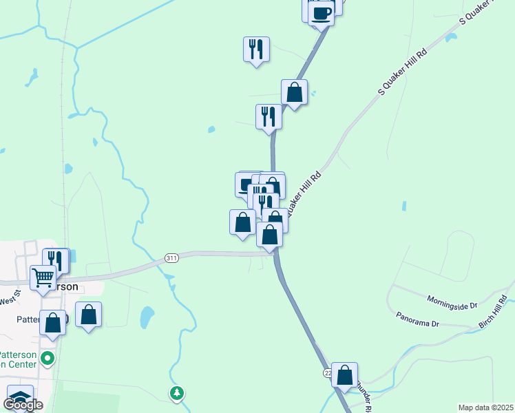 map of restaurants, bars, coffee shops, grocery stores, and more near 3101 New York 22 in Patterson