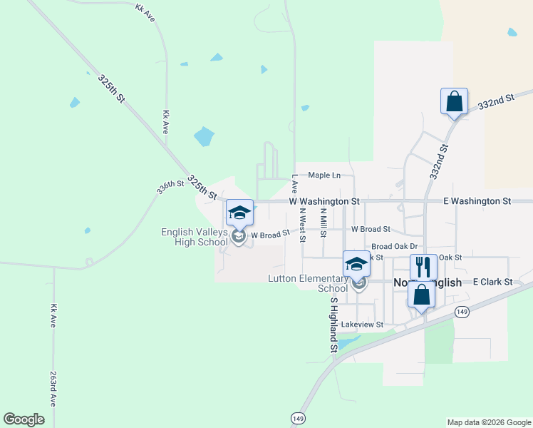 map of restaurants, bars, coffee shops, grocery stores, and more near 230 Navajo Lane in North English