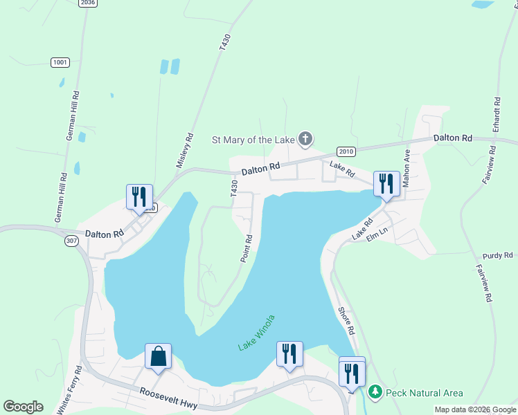 map of restaurants, bars, coffee shops, grocery stores, and more near 460 Point Road in Factoryville