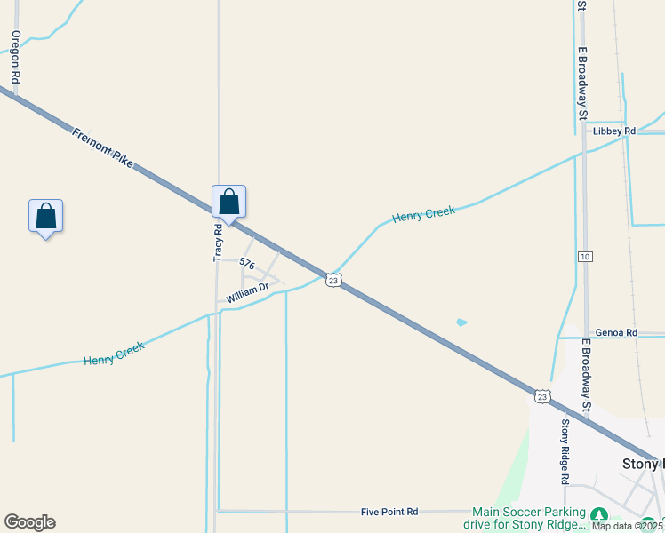map of restaurants, bars, coffee shops, grocery stores, and more near 6646 Fremont Pike in Perrysburg