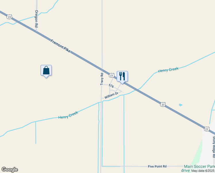 map of restaurants, bars, coffee shops, grocery stores, and more near 6961 Wagoner Drive in Perrysburg