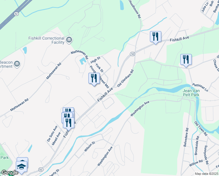 map of restaurants, bars, coffee shops, grocery stores, and more near 531 New York 52 in Beacon