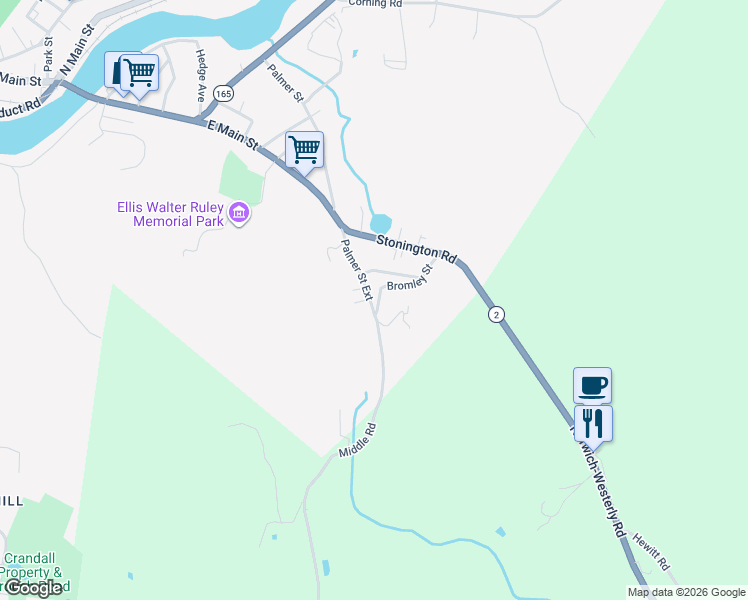map of restaurants, bars, coffee shops, grocery stores, and more near 278 Palmer Street Extension in Norwich