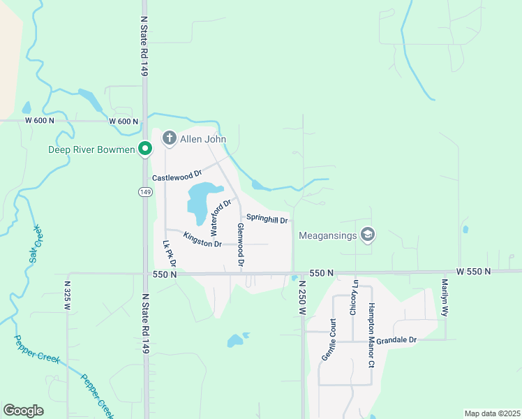map of restaurants, bars, coffee shops, grocery stores, and more near 201-299 Springhill Drive in Valparaiso