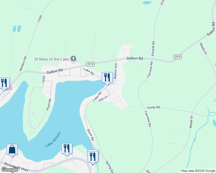 map of restaurants, bars, coffee shops, grocery stores, and more near 205 Hickory Lane in Factoryville