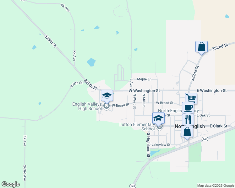 map of restaurants, bars, coffee shops, grocery stores, and more near 230 Navajo Lane in North English